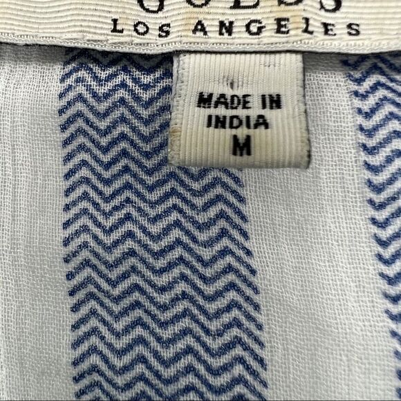 Guess Los Angeles Wrap Front Surplice Striped V-neckline Short Sleeves Blouse - Picture 8 of 9